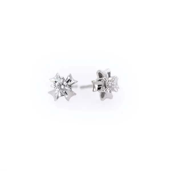 White Gold Fluted Diamond Stud Earrings J. Schrecker Jewelry Hopkinsville, KY