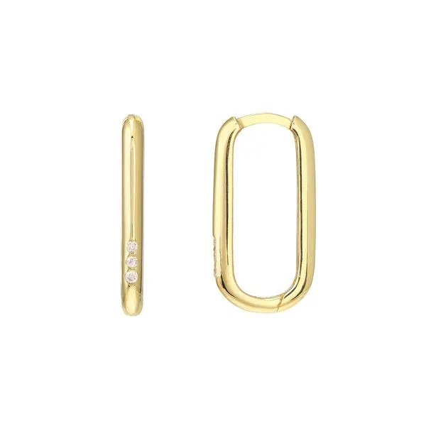 Yellow Gold Hinged Hoop Earrings with Round Diamonds J. Schrecker Jewelry Hopkinsville, KY