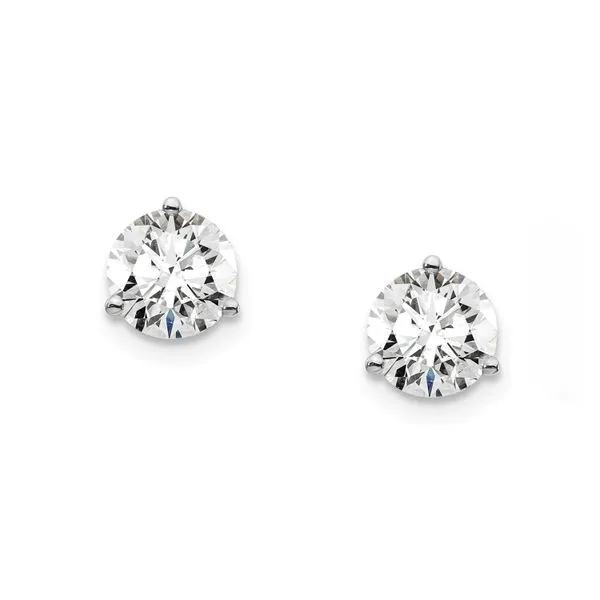 1 1/2 Carat Three Prong Martini Round Brilliant Lab Grown Diamond Earrings In 14K White Gold J. Schrecker Jewelry Hopkinsville, KY