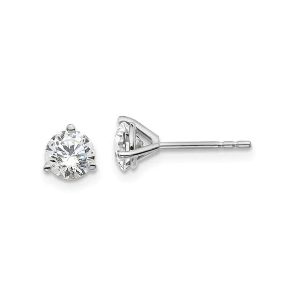 1 Carat White Gold Round Lab Grown Diamond Stud Earrings in a Three-Prong Martini-Style J. Schrecker Jewelry Hopkinsville, KY