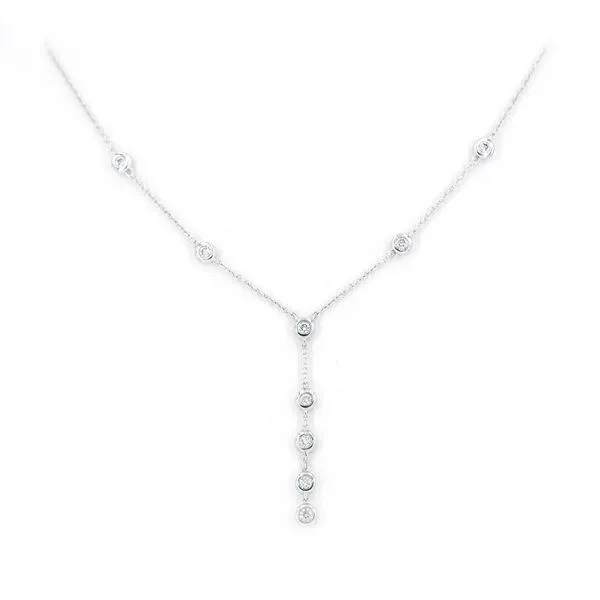 White Gold Y Style Necklace with Bezel Set Round Diamonds J. Schrecker Jewelry Hopkinsville, KY