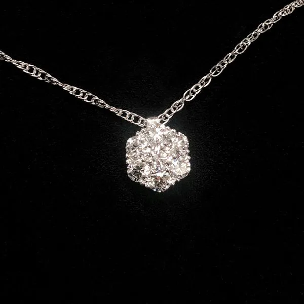 Jabel White Gold 1 Carat Round Cluster Diamond Pendant with Chain Image 3 J. Schrecker Jewelry Hopkinsville, KY