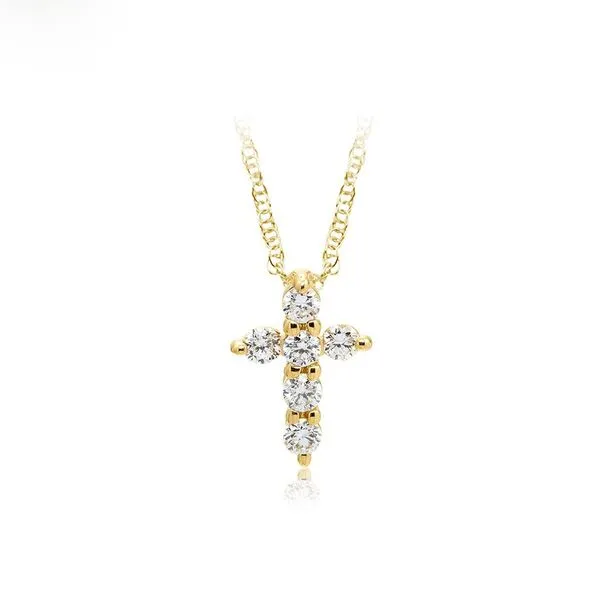 Yellow Gold Petite Diamond Cross Pendant J. Schrecker Jewelry Hopkinsville, KY