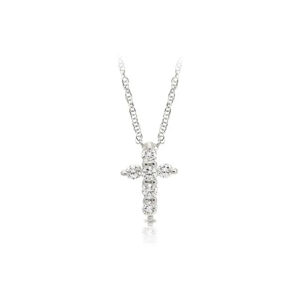 White Gold Diamond Cross with Six Round Prong Set Diamonds J. Schrecker Jewelry Hopkinsville, KY