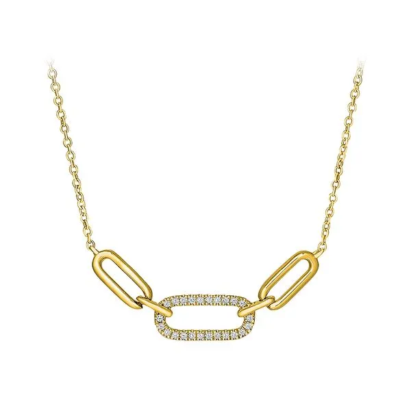 Yellow Gold Paperclip Style Link Diamond Necklace J. Schrecker Jewelry Hopkinsville, KY