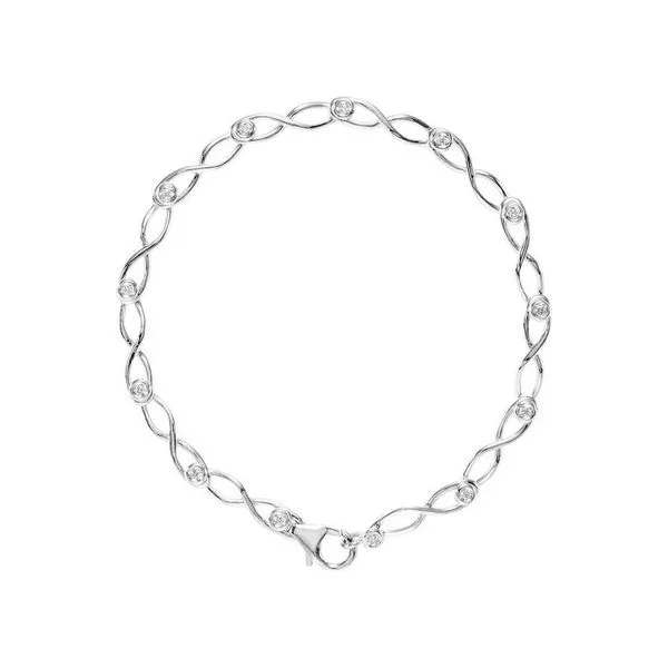 White Gold Infinity Link Bracelet with Bezel-Set Round Diamonds J. Schrecker Jewelry Hopkinsville, KY