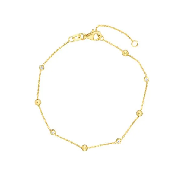 Yellow Gold Polished Bead and Bezel Set Diamond Bracelet J. Schrecker Jewelry Hopkinsville, KY