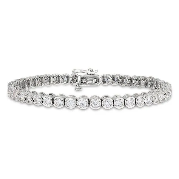 White Gold 4 Carat Half Bezel Set Round Diamond Tennis Bracelet J. Schrecker Jewelry Hopkinsville, KY