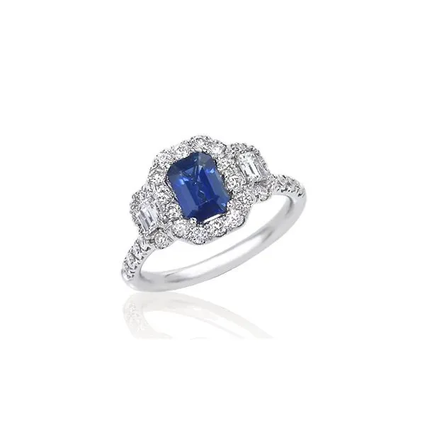 White Gold Emerald-Cut Blue Sapphire & Diamond Ring J. Schrecker Jewelry Hopkinsville, KY