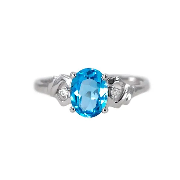 White Gold Oval Swiss Blue Topaz and Diamond Ring J. Schrecker Jewelry Hopkinsville, KY