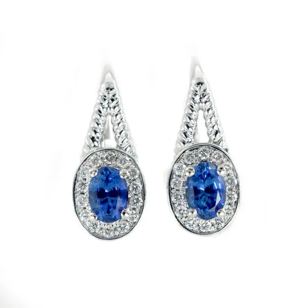 Blue Sapphire and Diamond Earrings in White Gold J. Schrecker Jewelry Hopkinsville, KY