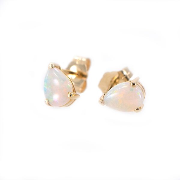 Yellow Gold Pear-Shaped Opal Earrings J. Schrecker Jewelry Hopkinsville, KY
