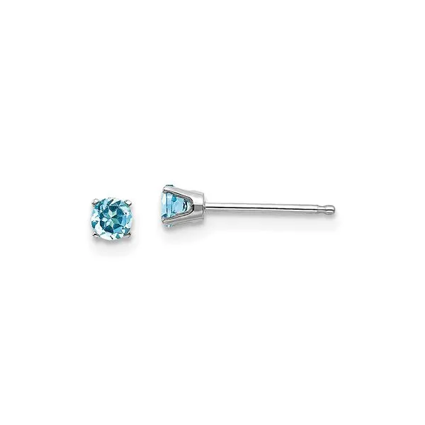 Round Blue Topaz Stud Earrings in White Gold J. Schrecker Jewelry Hopkinsville, KY