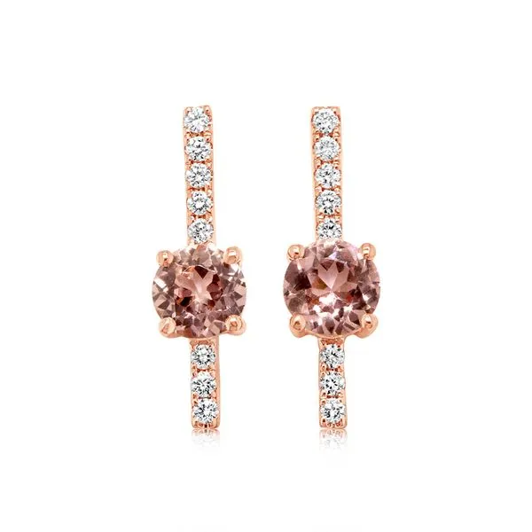 Parlé Rose Gold Earrings with Round Blush Lotus Garnets and Accent Diamonds J. Schrecker Jewelry Hopkinsville, KY