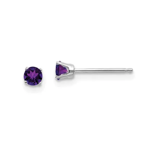 Round Amethyst Stud Earrings in White Gold J. Schrecker Jewelry Hopkinsville, KY