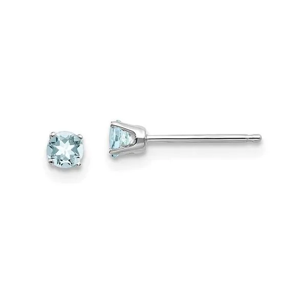 Round Aquamarine Stud Earrings in White Gold J. Schrecker Jewelry Hopkinsville, KY