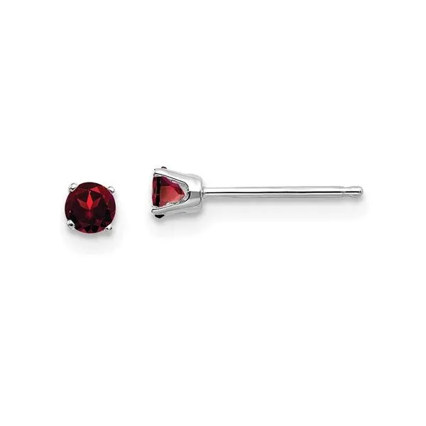 Round Garnet Stud Earrings in White Gold J. Schrecker Jewelry Hopkinsville, KY