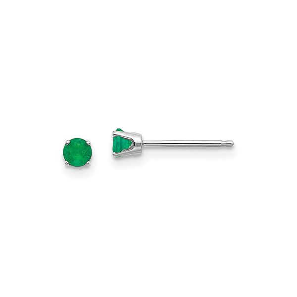 White Gold Round Emerald Stud Earrings J. Schrecker Jewelry Hopkinsville, KY