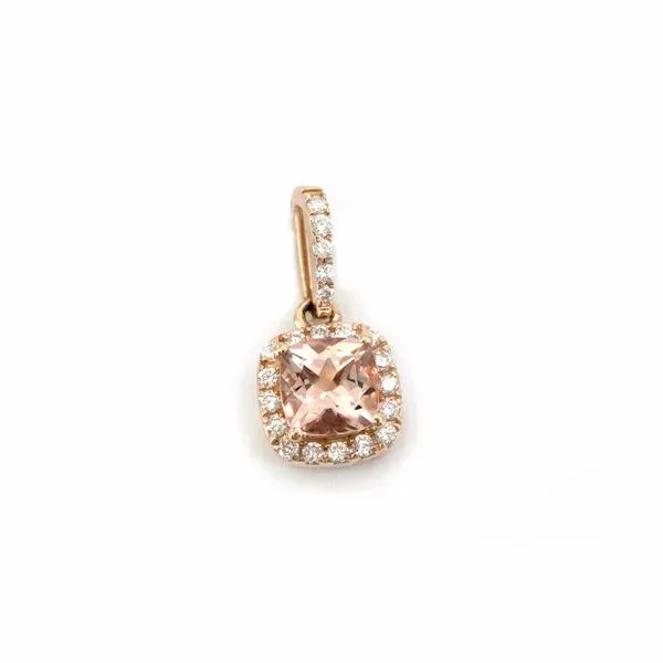 Rose Gold Pendant with Cushion Shaped Pink Morganite and Diamonds J. Schrecker Jewelry Hopkinsville, KY