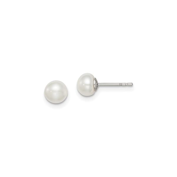 White 5-6 Millimeter Button Freshwater Pearl Stud Earrings J. Schrecker Jewelry Hopkinsville, KY