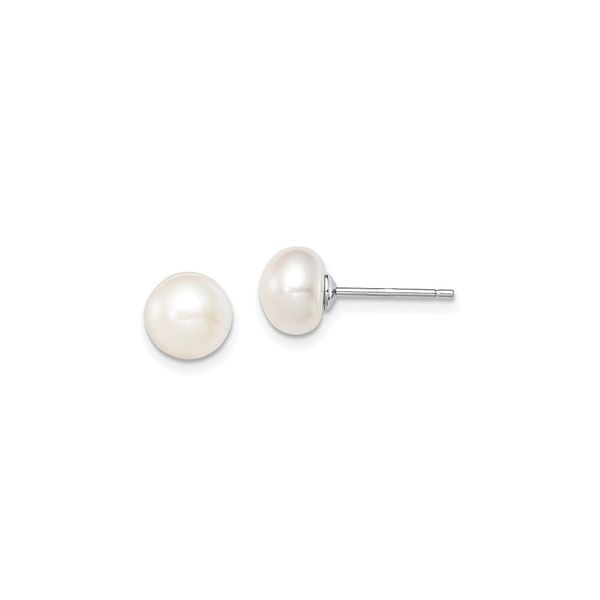 White 7-8 Millimeter Button Freshwater Pearl Stud Earrings J. Schrecker Jewelry Hopkinsville, KY