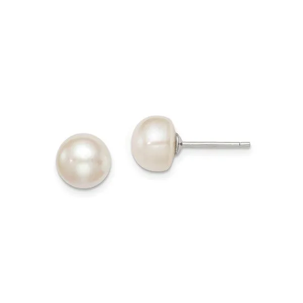 White 8-9 Millimeter Button Freshwater Pearl Stud Earrings J. Schrecker Jewelry Hopkinsville, KY