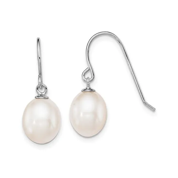 Oval White Freshwater Pearl Earrings on Sterling Silver Fresh Wires J. Schrecker Jewelry Hopkinsville, KY