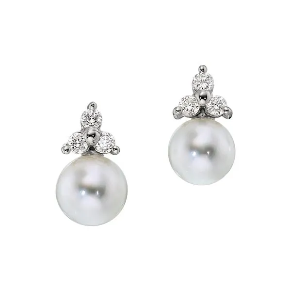 White Gold Pearl and Diamond Earrings J. Schrecker Jewelry Hopkinsville, KY