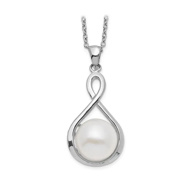 Sterling Silver Infinity Twist Pendant with White Pearl on Chain J. Schrecker Jewelry Hopkinsville, KY