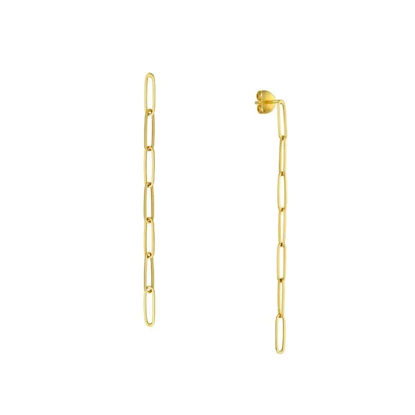 Yellow Gold Paperclip Link Dangle Earrings J. Schrecker Jewelry Hopkinsville, KY