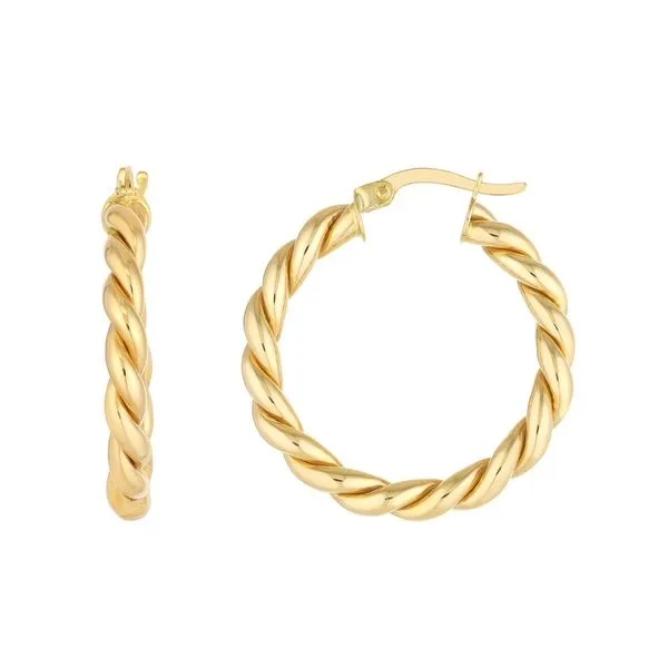 Yellow Gold 25 Millimeter Polished Twist Hoop Earrings J. Schrecker Jewelry Hopkinsville, KY
