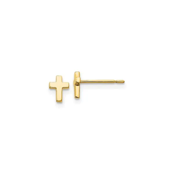 Yellow Gold Cross Stud Earrings J. Schrecker Jewelry Hopkinsville, KY