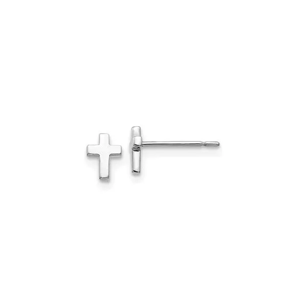 White Gold Cross Stud Earrings J. Schrecker Jewelry Hopkinsville, KY