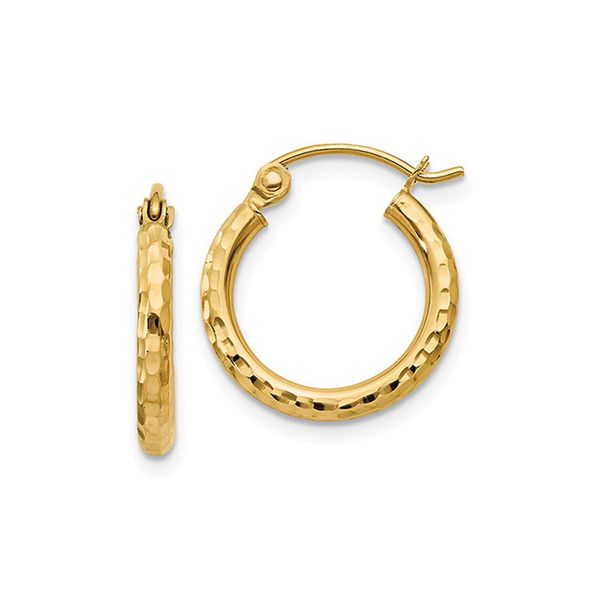 Yellow Gold Diamond Cut Round Hoop Earrings J. Schrecker Jewelry Hopkinsville, KY