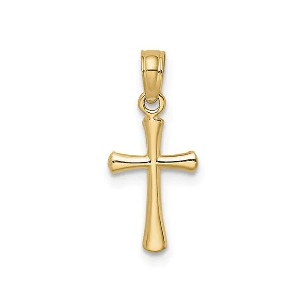 14 Karat Yellow Gold Small Polished Cross Charm Pendant J. Schrecker Jewelry Hopkinsville, KY