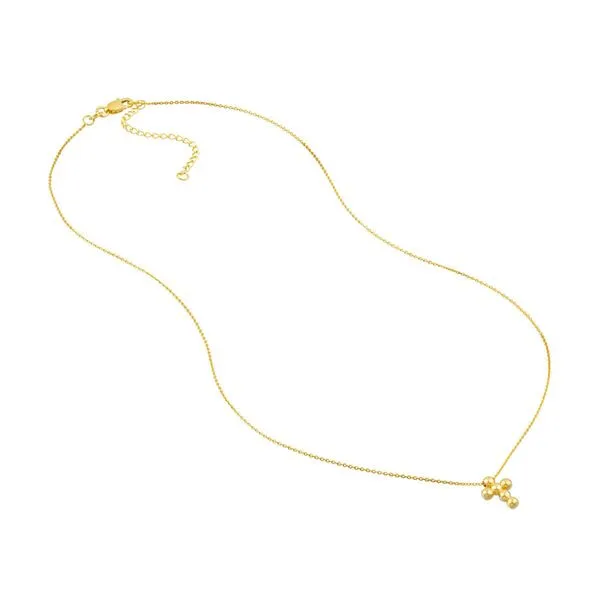 14 Karat Yellow Gold Beaded Cross Pendant on Chain Image 2 J. Schrecker Jewelry Hopkinsville, KY