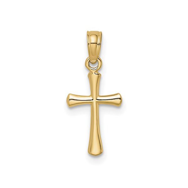 14 Karat Yellow Gold Small Polished Cross Charm Pendant J. Schrecker Jewelry Hopkinsville, KY