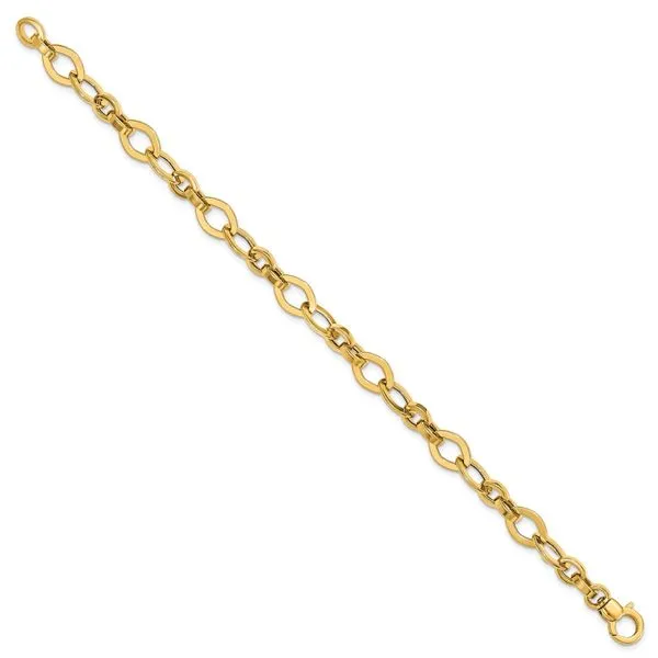 Yellow Gold Fancy Navette & Oval Link Bracelet Image 2 J. Schrecker Jewelry Hopkinsville, KY