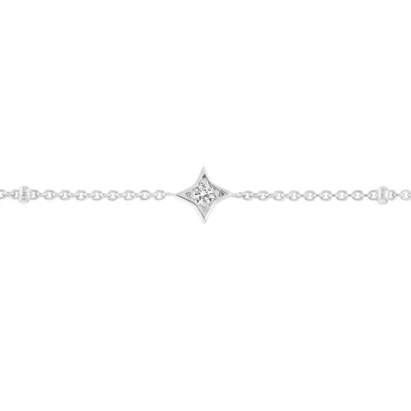 White Gold Diamond Star and Bead Station Bracelet Image 3 J. Schrecker Jewelry Hopkinsville, KY