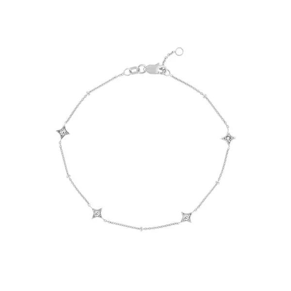 White Gold Diamond Star and Bead Station Bracelet J. Schrecker Jewelry Hopkinsville, KY