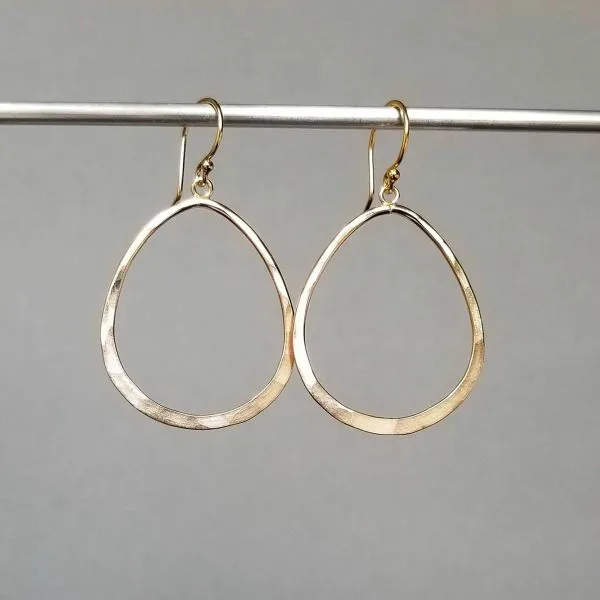 Yellow Gold Filled Hammered Teardrop Earrings J. Schrecker Jewelry Hopkinsville, KY