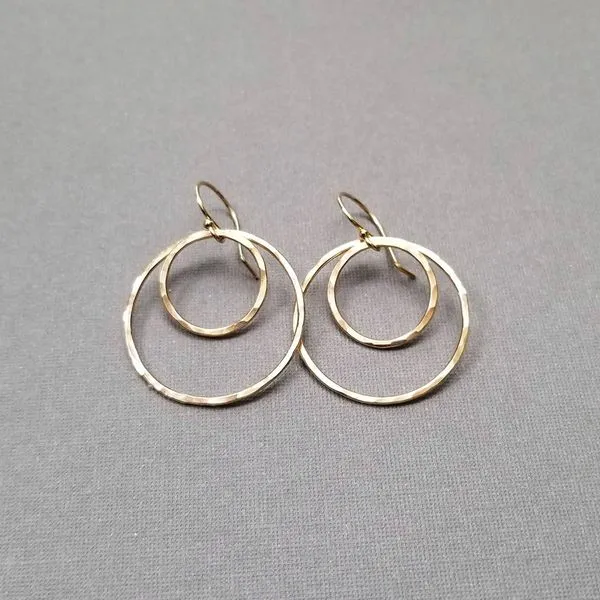 Yellow Gold Filled Large Double Hammered Circle Earrings Image 2 J. Schrecker Jewelry Hopkinsville, KY