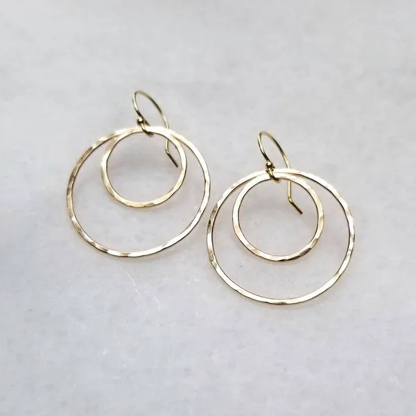 Yellow Gold Filled Large Double Hammered Circle Earrings J. Schrecker Jewelry Hopkinsville, KY