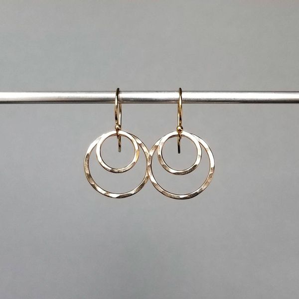 Yellow Gold Filled Small Double Hammered Circle Earrings J. Schrecker Jewelry Hopkinsville, KY