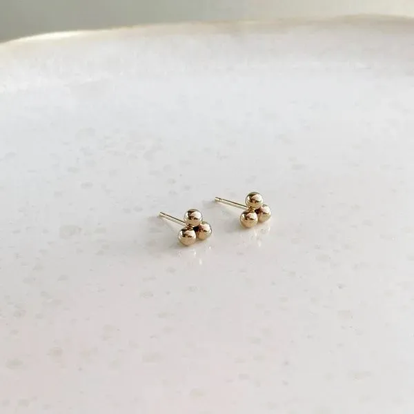 Yellow Gold Filled Trifoil Bead Stud Earrings J. Schrecker Jewelry Hopkinsville, KY