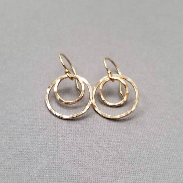 Yellow Gold Filled Small Double Hammered Circle Earrings Image 2 J. Schrecker Jewelry Hopkinsville, KY