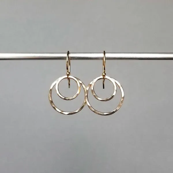 Yellow Gold Filled Small Double Hammered Circle Earrings J. Schrecker Jewelry Hopkinsville, KY
