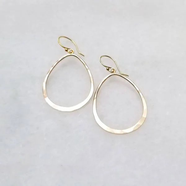 Yellow Gold Filled Hammered Teardrop Earrings Image 2 J. Schrecker Jewelry Hopkinsville, KY