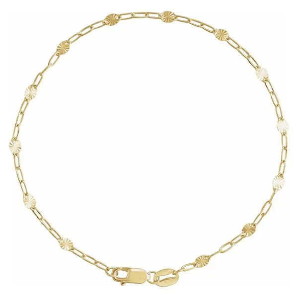 7 Inch Yellow Gold Filled Starburst Mirror Station Polished Paper Clip Bracelet J. Schrecker Jewelry Hopkinsville, KY