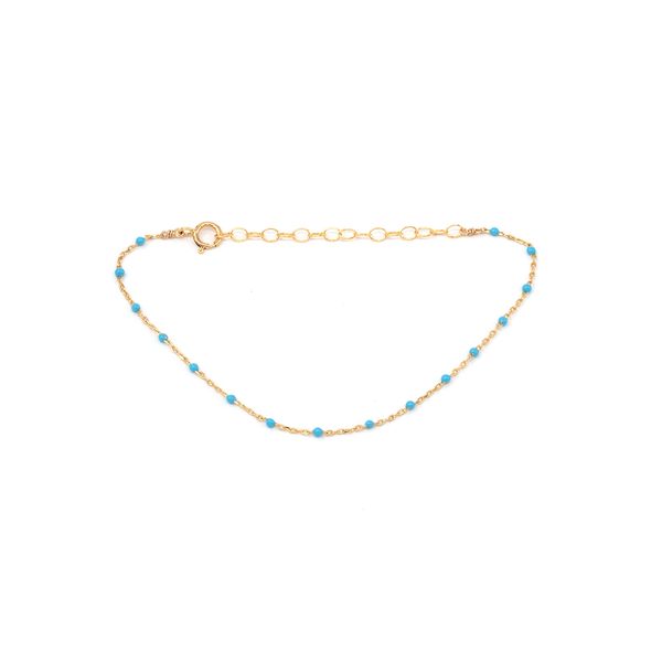 Yellow Gold Filled Royal Blue Enamel Dot Chain Bracelet J. Schrecker Jewelry Hopkinsville, KY